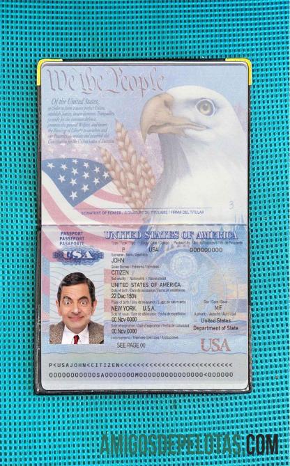 Passaporte dos EUA 2007 2022 Visual fotográfico exemplo real